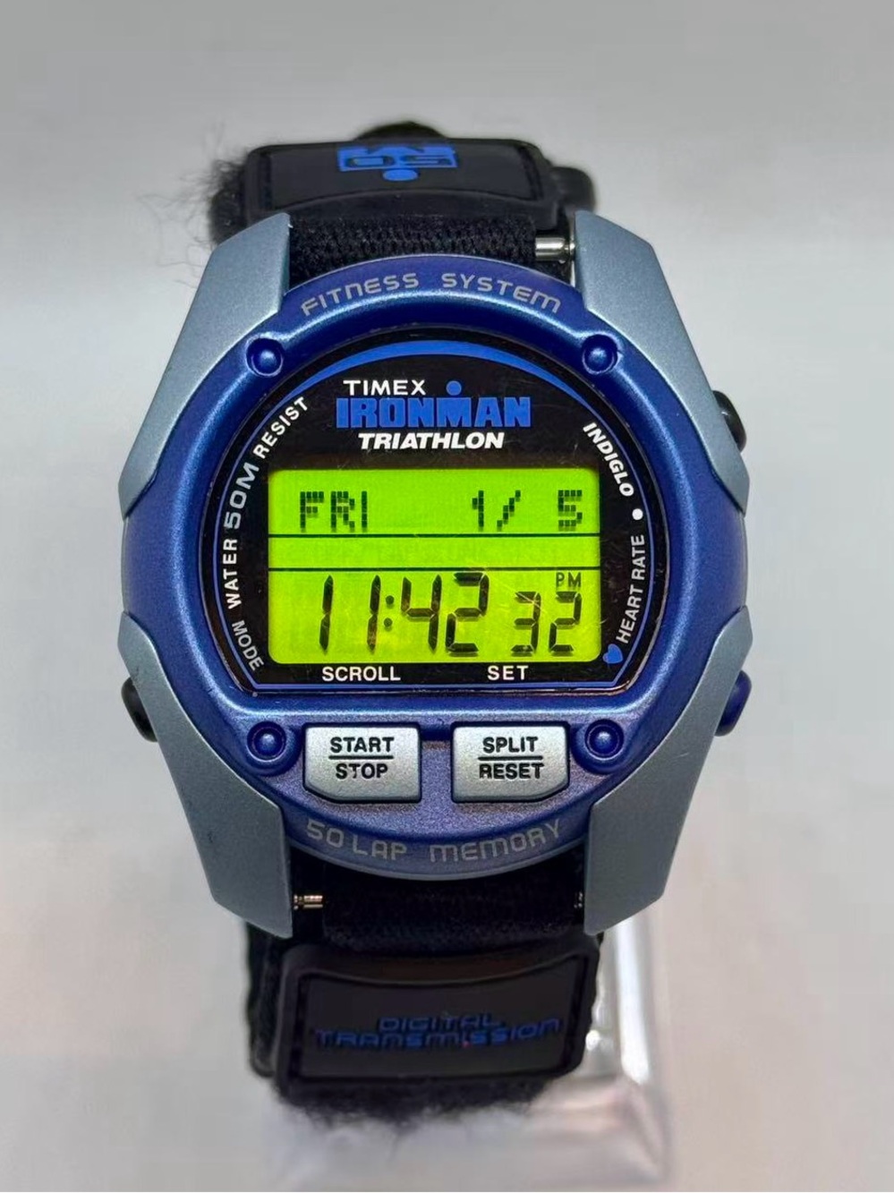 Vintage Timex Ironman Triathlon Men Digital Watch 42mm Indiglo New Battery Runs